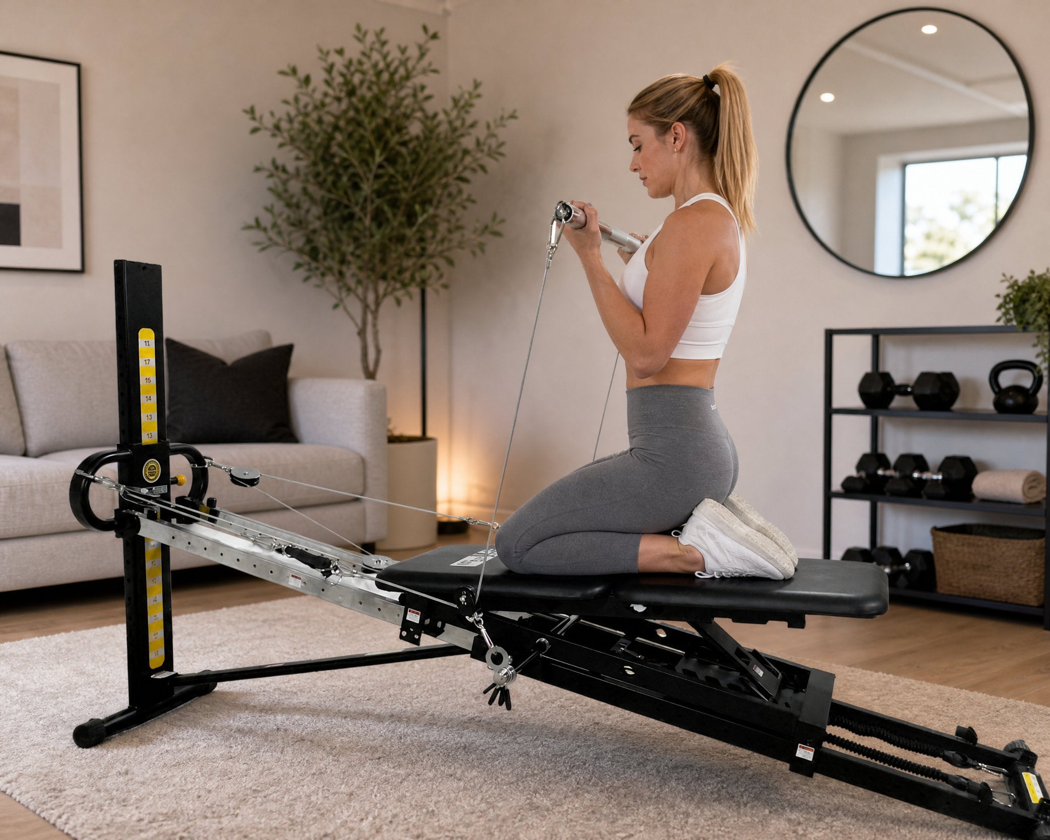 Incline chest press with the aluminum press bar
