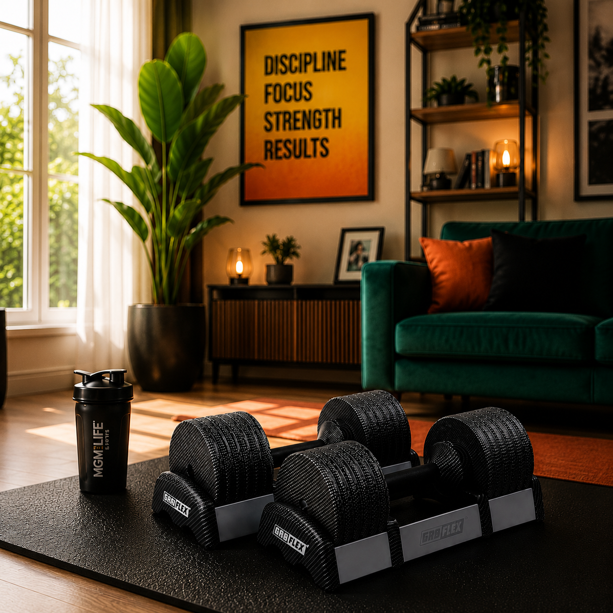 MOMO adjustable dumbbells at home